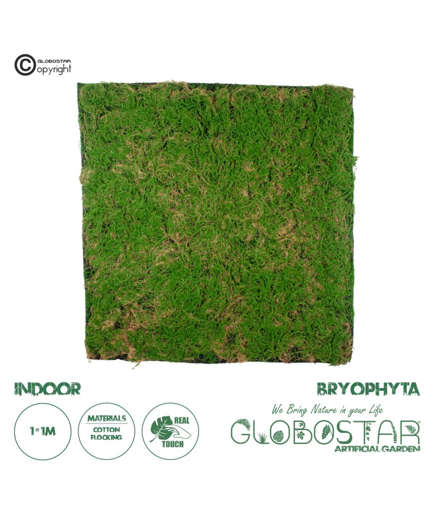 GloboStar® Artificial Garden BRYOPHYTA 20144 Τεχνητό Διακοσμητικό Πάνελ Φυλλωσιάς - Κάθετος Κήπος Βρύα Μ100 x Π100 x Υ3cm